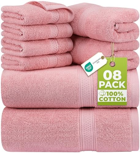 Utopia Towels 8 Piece Majestic Plush Luxury Towel Set, Cotton, Dusty Pink by UTOPIATOWELS