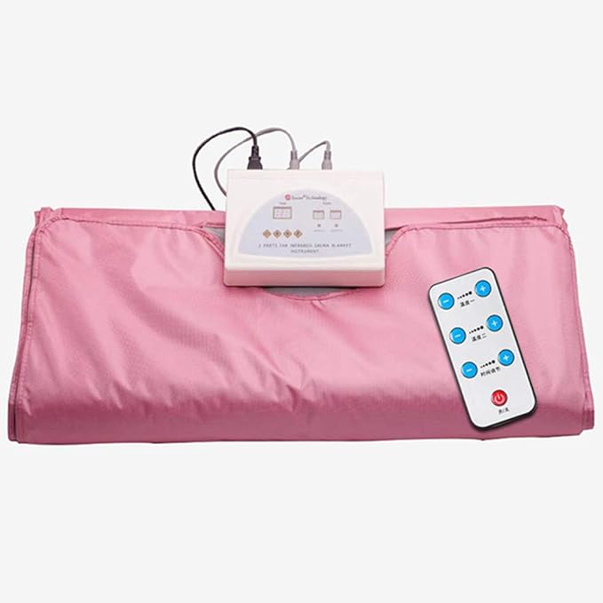 Elitzia Portable Far Infrared Sauna Blanket for Home Dual-Zone Heating Remote Control 95-176°F Adjustable Waterproof & Easy Clean Oxford Fabric Overheat Protection 70.9"x31.5" Pink