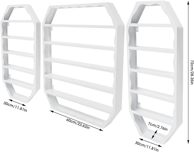 Nail Polish Organizer Wall Mounted, 3Pcs 6-Tier Nail Polish Storage Rack, Metal Nail Polish Storage Holder, Multifunctional Organizer for Essential Oil Perfume at Home Salon Spa(White)