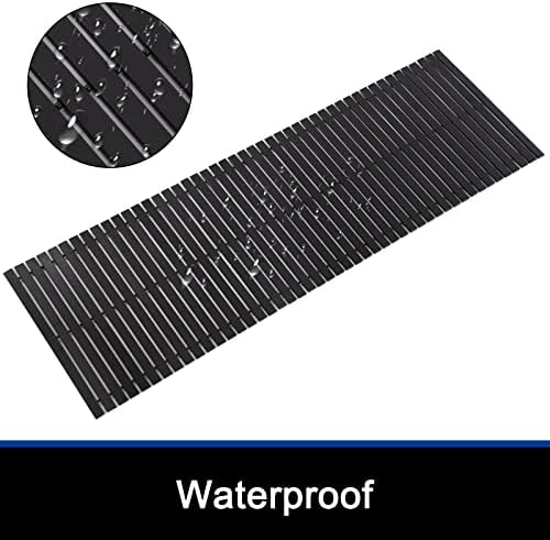Bath Mat Bathroom Runner Long Large Rugs Floor Wood Shower Bathtub Waterproof Non Slip Accessories 16x48 Inch Easy to Clean, Black, 1 pc - Image 2
