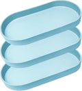 Blue Small Tray (11.8 inch), 3 Pack Oval Tray for Kitchen Counter, Bathtub Bathroom Vanity Items, Countertop Organizer, Coffee Accessory, Bar, Serving Seasoning, Salt and Pepper, Soap.
