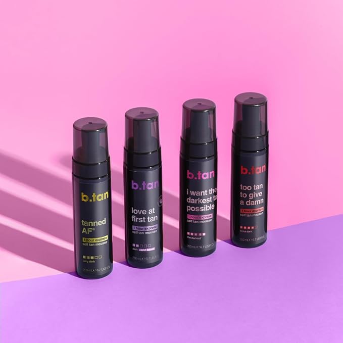 b.tan Ultra Dark Self Tanner Mousse | I Want The Darkest Tan Possible - Fast, 1 Hour Express Sunless Tanning Foam, Golden Bronzing Glow, Face & Body, No Fake Tan Smell, Vegan, Cruelty Free, 6.7 Fl Oz