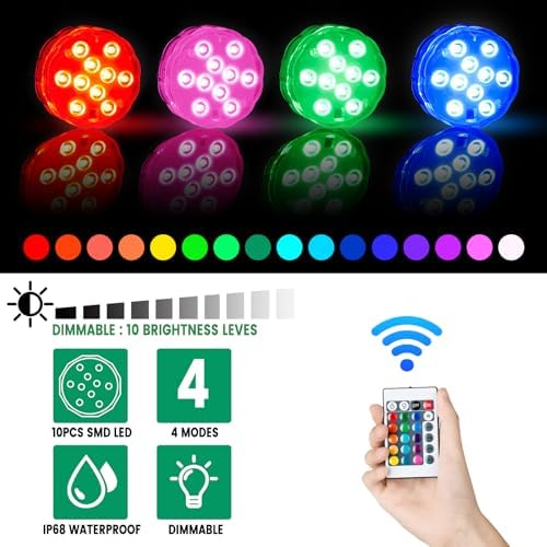 Bathtub Lights, Battery Powered Underwater Glow Light for Bathtime Bath Tub Spa Light Bathroom Shower Light, Bath Accessories for Women Relaxing, Remote Control Color Changing, RGB, 2pcs - Image 4