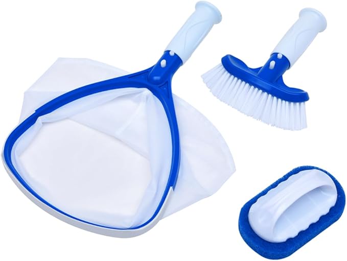 AnotherGifts Professional Spa Maintenance Kit with Skimmer, Brush and Scrubber Pad for Hot Tub and Small Pool Cleaning, All-in-One Cleaning Tool Set