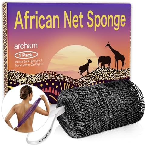 ARCH&M African Exfoliating Net Sponge Authentic, 53" Extra-Long Loofah by ARCHM
