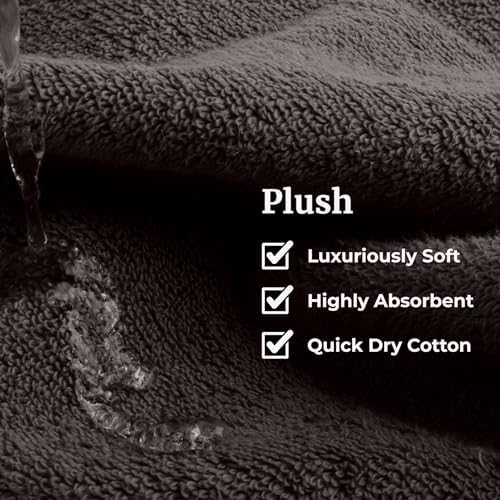 Lavish Home Bathroom Towels Set, Bathroom Accessories, Charcoal, Set of 6 - Image 4