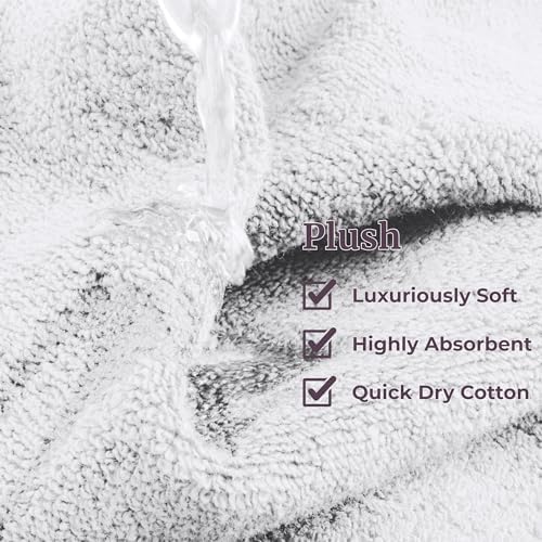 Lavish Home Bathroom Towels Set, Bathroom Accessories, White, Set of 6 - Image 4
