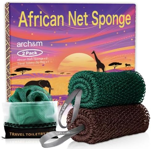 ARCH&M African Net Sponge Authentic with Knots, 2 Pack 53" Long by ARCHM