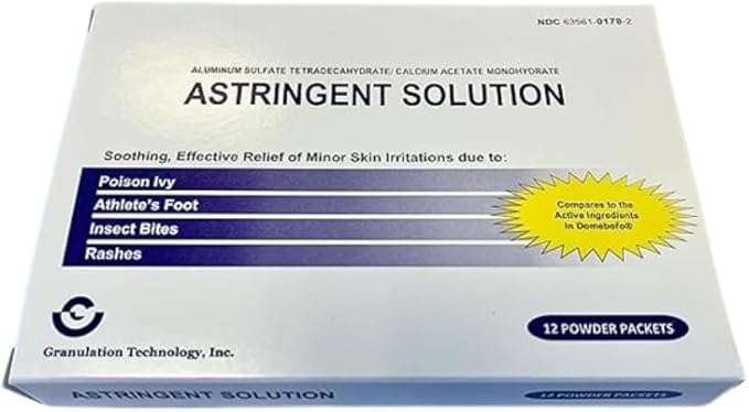 Generic Astringent Solution Medicated Soak Rash Relief - Soothing Skin Care - 12 Count (Pack of 1), White and Purple