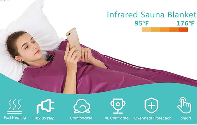 Natural Jade and Tourmaline Heat Far Infrared Sauna Blanket Home Sauna Bed Therapy Heated Portable Sauna Blanket for Home Detox 71 * 32inch