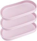 Pink Small Tray (11.8 inch), 3 Pack Oval Tray for Kitchen Counter, Bathtub Bathroom Vanity Items, Countertop Organizer, Coffee Accessory, Bar, Serving Seasoning, Salt and Pepper, Soap.