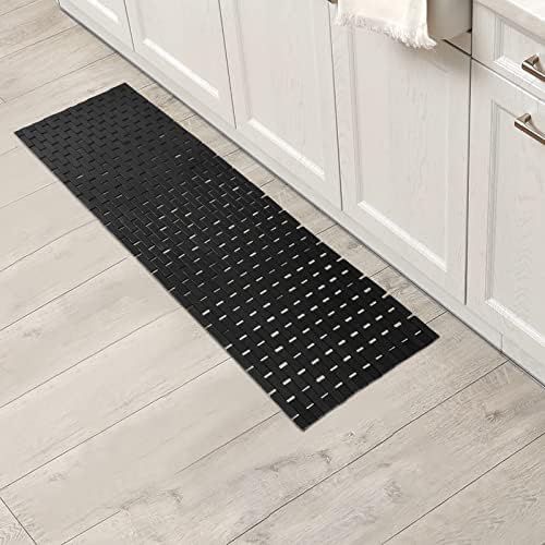 Bambo Bath Mat Bathroom Runner Long Large Rugs Floor Wood Shower Bathtub Waterproof Non Slip Accessories 16x48 Inch Easy to Clean,Black,1 pc - Image 6