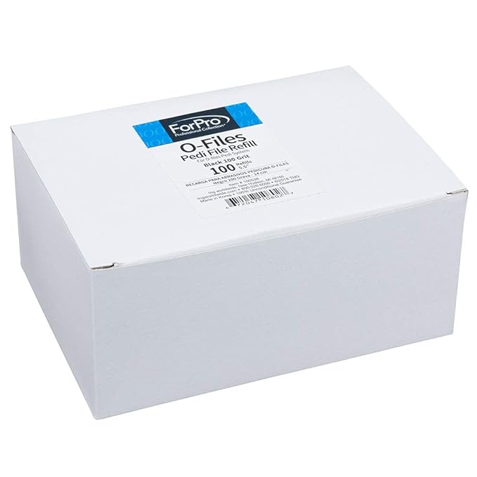 ForPro Professional Collection O-Files Pedi System Refill Strips, Black, 100 Grit, Adhesive Pedi File, 5.5” L x 1.5” W, 100-Count