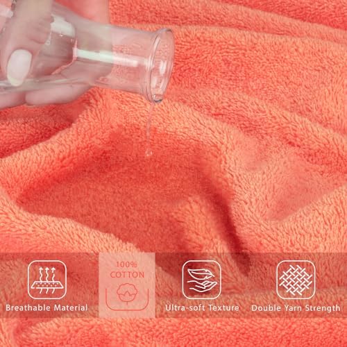 Cotton Paradise 100% Cotton Turkish Towel Set, Soft Absorbent Quick Dry, 2 Piece 35x70 Bath Sheet Set, Coral - Image 4