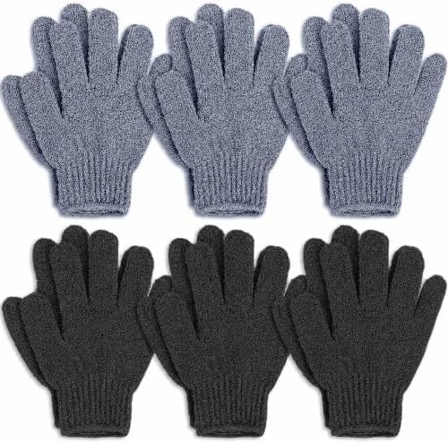12 Pcs Exfoliating Gloves for Shower, Body Scrub Gloves, 6 Pairs, Nylon by FUNDREM