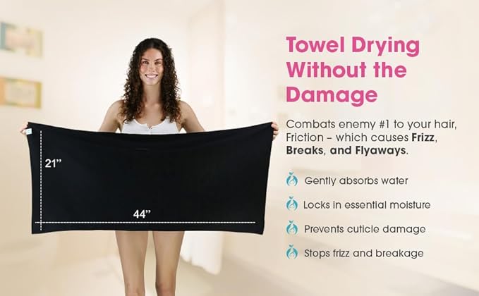 Hair RePear The Ultimate Hair Towel – Standard 21" x 44" Cotton Hair Towel for Wet Hair, Anti-Frizz Microfiber Alternative, Reduces Breakage, Gentle Fast Drying, No-Slip Fit