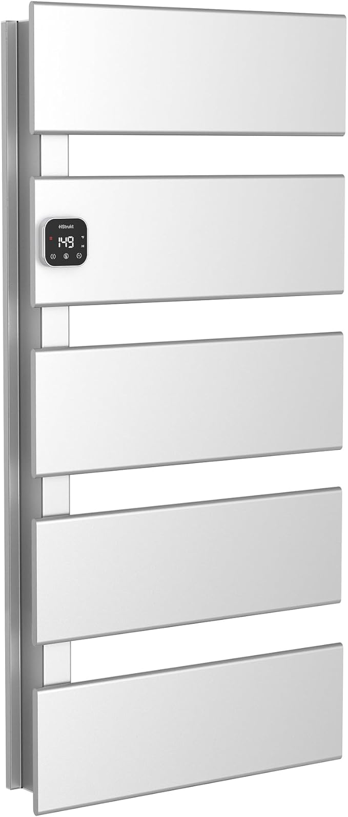 Electric Towel Warmer, Heated Towel Rack with Thermo Control and Timer, Fast Heating Towel Rail for Bathroom with Memroy Function, Work with Smart Plug, Left-Wiring, 5 Panel, Silver
