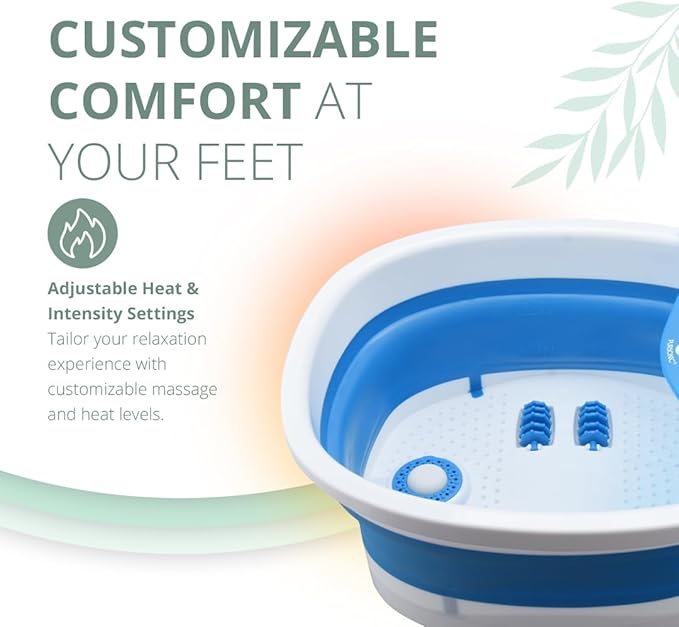 Pursonic Collapsible Wireless Footbath Spa Massager | Portable Acupressure Massage with Adjustable Heat Settings | Compact for Travel and Home Use