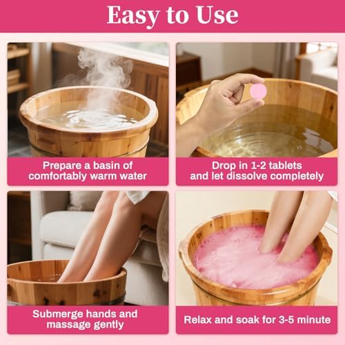 Manicure Spa Tablets 8oz -Pomegranate Soak Balls, Moisturizing Tablets, Cuticle Softener for Foot and Hand Soak Pedicure Spa Supplies Manicure Tools Nail Salon & Tavel Esenntial（40count） - Image 5
