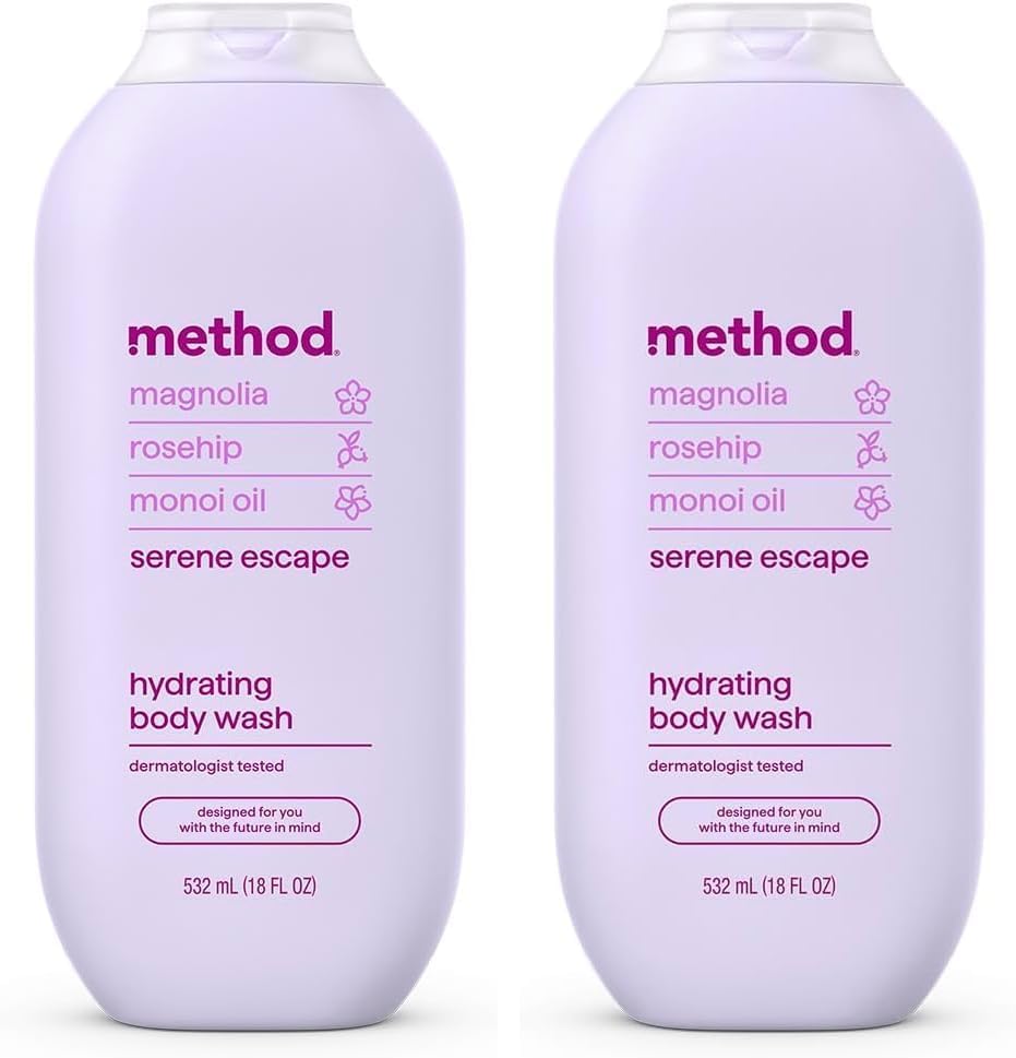 Method Body Wash,Serene Escape,Magnolia + Rose Hip + Monoi Oil notes,18oz,(Pack of 2) by method