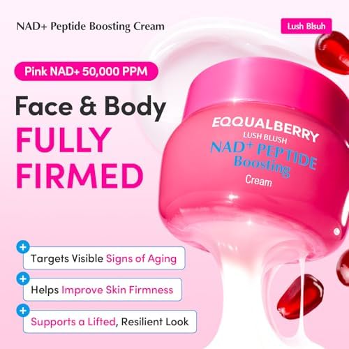 EQQUALBERRY NAD+ Peptide Boosting Cream – NAD+ 5% & 13 Peptides Anti-Aging Korean Skincare Face & Body Cream | Firming & Lifting Pink Neck Cream for Sagging Skin (1.69 fl.oz / 50ml) - Image 2