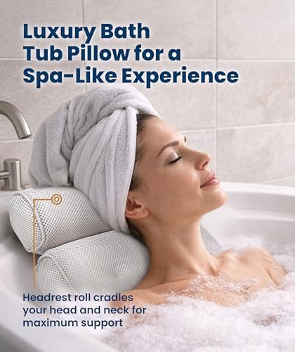 Everlasting Comfort Luxury Bath Pillow for Tub – Quick-Dry 4D Mesh – White - Image 2