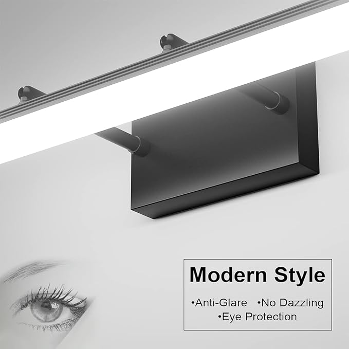 Aipsun 31.5 inch Modern Black Vanity Light Adjustable Bathroom Light Fixtures Over Mirror Rotatable Vanity Lighting 5500K