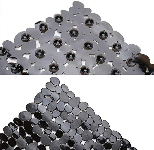 SONGZIMING Bathtub Mat Non Slip 2 Pack, 35 x 16 Inches Pebble Shower Mat with Suction Cups and Drain Holes, Bath Mat for Shower,Bathroom tub (Black) - Image 4