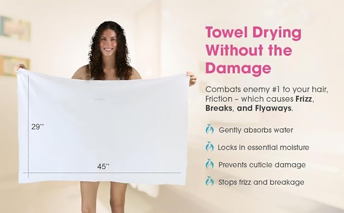 Hair RePear The Ultimate Hair Towel – Generous 29" x 45" Cotton Hair Towel for Long Thick Hair, Anti-Frizz Microfiber Alternative, Reduces Breakage, Gentle Fast Drying, No-Slip Fit