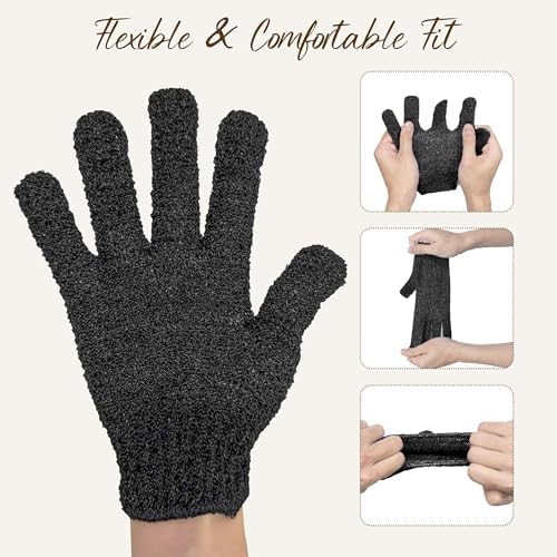 12 Pcs Exfoliating Gloves for Shower, Body Scrub Gloves, 6 Pairs, Nylon - Image 6