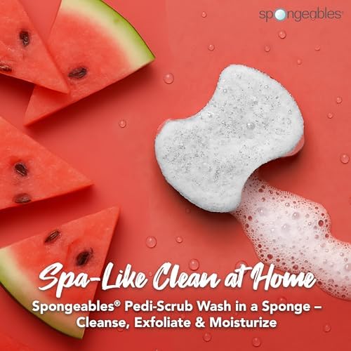 Spongeables Pedi Scrub Foot Exfoliating 20+ Wash Sponge, Watermelon, 3 Count - Image 2