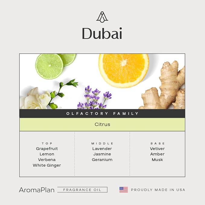 AromaPlan Hotel Scents Dubai 16.9 Fl Oz (500ml), Home Luxury Aroma & Hotel Diffuser Oil- Hotel Diffuser Oil for Aromatherapy- USA Made, Bigger Bottle, Bolder Aroma & Longer Lasting