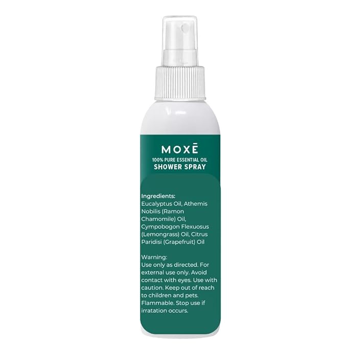 MOXE Eucalyptus Oil Shower Mist, Spa Steam Spray, Certified Natural 100% Essential Oils, Made in USA, Aromatherapy, Sinus Congestion Relief, Tension Relief (8oz)