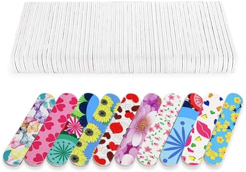 Mini Nail Files (50 Packs), Colorful Emery Boards for Nails Double Sided 180 Grit Emory, Gifts Bulk Fingernails Manicure Tools Shaping Buffing Smoothing Filers Cute 3.5” by GigaGround