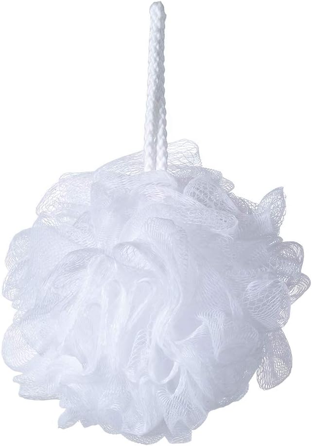 Bath Sponge Loofah Shower Pouf White Mesh Shower Puff Pack of 6 (35g/pcs)