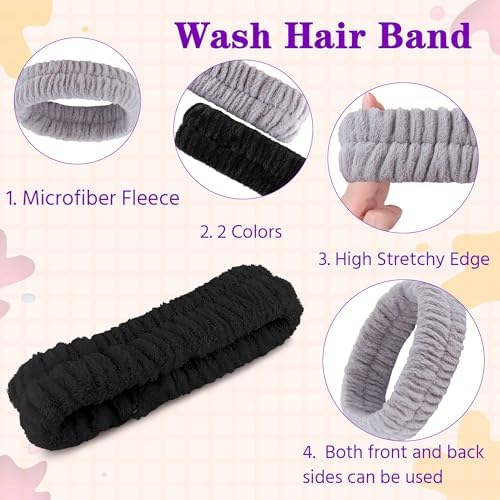YGQQOY Spa Headband, Makeup Headband for Washing Face,Black and Grey - Image 3