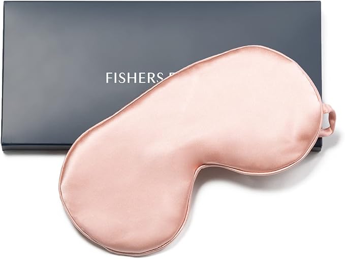 Fishers Finery 25 Momme Mulberry Silk Travel Sleep Mask |Adjustable Strap (Natural White-No Dyes)