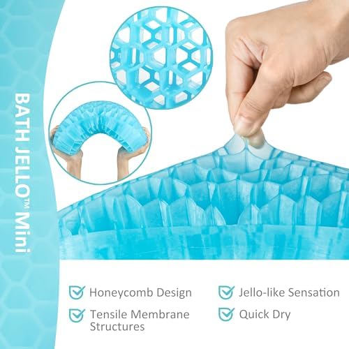 Sunlit Bath Jello Mini Gel Bath Pillows, Lumbar Pillow for Bathtub, Back Support Pillow, Gel Pillow with Non-Slip Suction Cups for Lumbar, Back Rest Support, Fits Curved or Straight Back Tubs, Aqua - Image 4