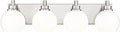 Bathroom Light Fixtures, 4 Light Brushed Nickel Vanity Light, 26 Inch Modern Wall Sconces with Globe Milk White Glass Shade, Vanity Lighting Fixtures Over Mirror, VL195-BN-ML-4