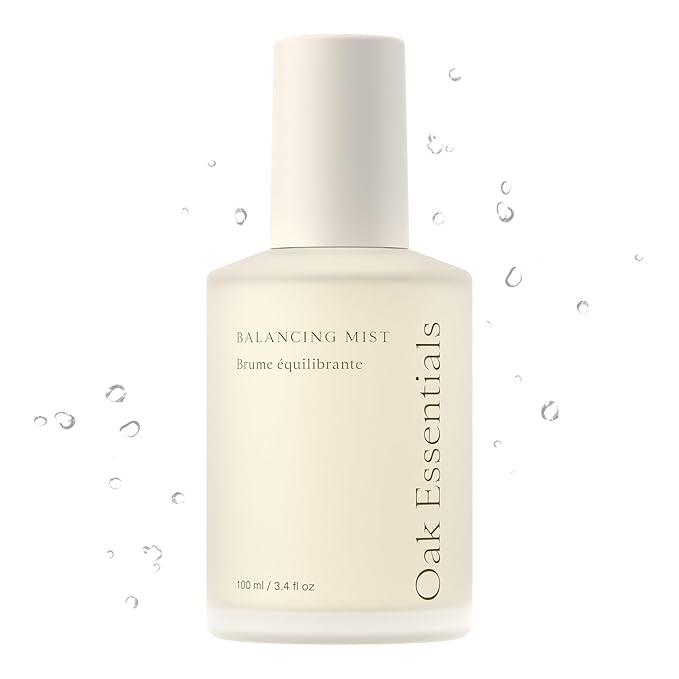 Oak Essentials Balancing Mist, Ultra-Fine Hydrating Toner Spray for Face and Body, Rose Water Face Mist with Aloe and Glycerin, 3.4 Fl Oz