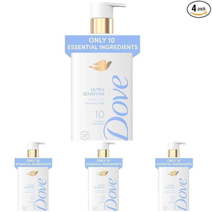 Dove Serum Body Wash Ultra Gentle hydrating cleanse with only 10 essential ingredients 18.5 Fl Oz (Pack of 4)