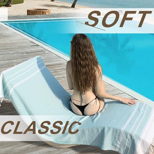 Genovega 6 Packs Oversized Turkish Beach Towel Thin Quick Dry Sand Free Pool Swim Towels Large XL Adult Clearance Blanket Travel Vacation Accessories Essentials Rhombus - Image 3
