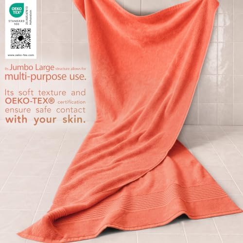 Cotton Paradise 100% Cotton Turkish Towel Set, Soft Absorbent Quick Dry, 2 Piece 35x70 Bath Sheet Set, Coral - Image 3