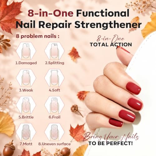 Modelones Nail Strengthener and Growth, Dark Red Nail Polish Nail Hardener - Image 2