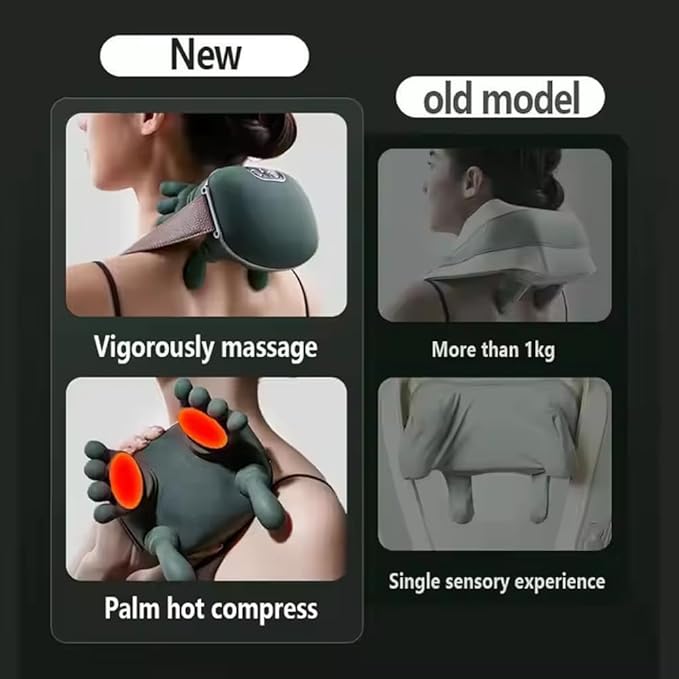 Neck & Shoulder Massager Shiatsu Deep Tissue with Heat, Cordless Rechargeable Electric Massage Pillow, Hand-Like Kneading for Neck Pain Relief, Muscle Soreness, Portable for Home, Office, Travel Gift