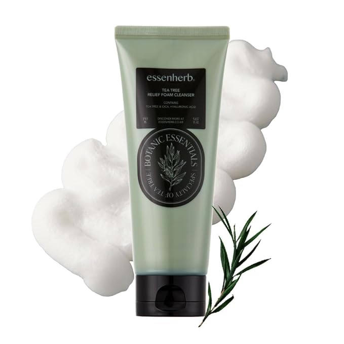 Tea Tree relief Foam Cleanser – Gentle Daily Face Wash for Acne-Prone & Sensitive Skin, Helps Soothe Redness and Hydrate, Formulated with Tea Tree and Cica, Korean Skin Care (5.07 fl oz)