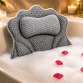 Luxe Bath Pillow for Tub Quick-Dry 4D Mesh,Head, Neck & Back Support (Gray) by mugenbo