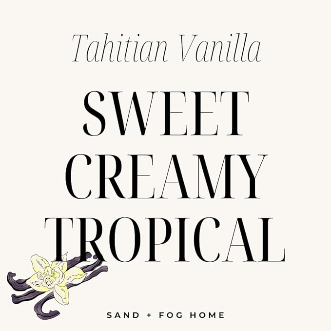 Sand + Fog Scented Candle - Tahitian Vanilla – Additional Scents and Sizes – 100% Cotton Lead-Free Wick - Luxury Air Freshening Jar Candles - Perfect Home Decor – 12oz (Pack of 2)