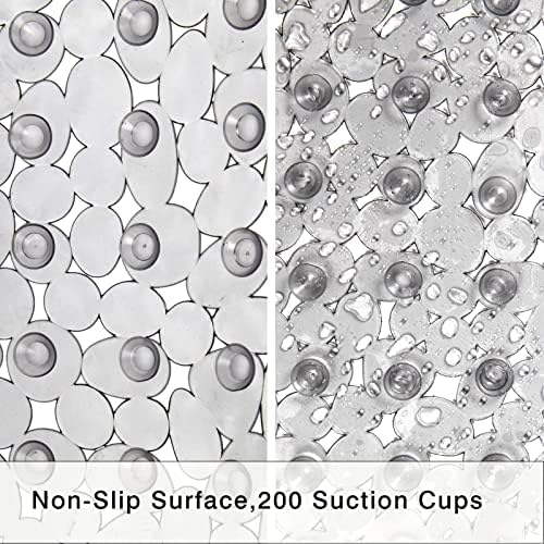SONGZIMING Bathtub Mat Non Slip Pebble Bath Shower Mat 35"X16", Clear Grey - Image 2