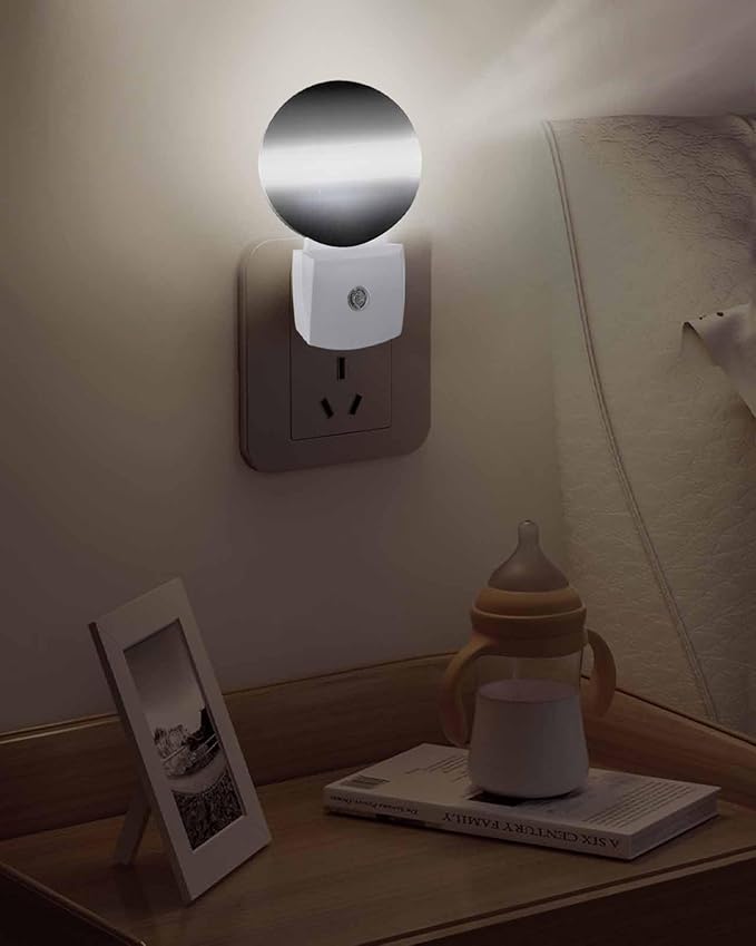 Night Lights Auto Sensor Black Ombre Night Light Solid Color Round Lamp Plug-in LED Nightlights Dusk to Dawn for Living Room Bedroom Bathroom Hallway Wall Decor